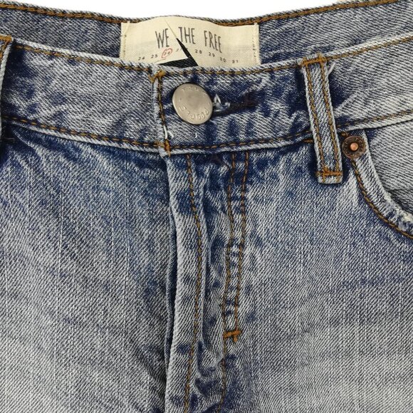 We the Free People Cutoff Button Fly Jean Shorts Size 26 Frayed Hem Daisy Dukes - Picture 2 of 12